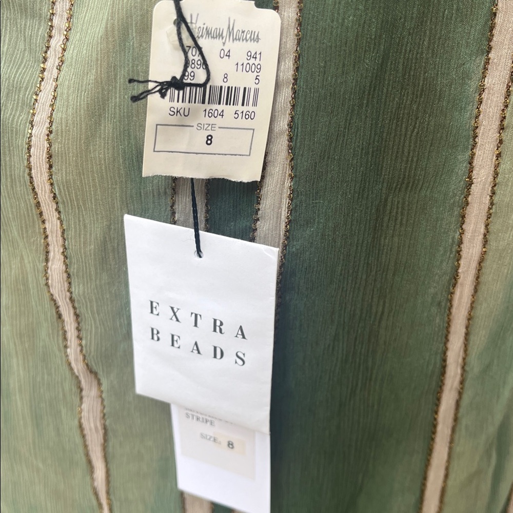 NWT Diane VonFurstenberg Silk Beaded One-Shoulder Striped & Floral Dress size 8 - Picture 9 of 10